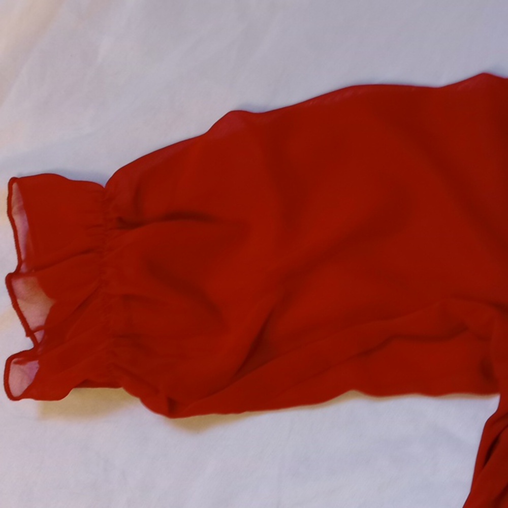 Adele & May Vibrant Red Blouse w/ Strap Detail & Rhinestones | XL - Picture 10 of 10